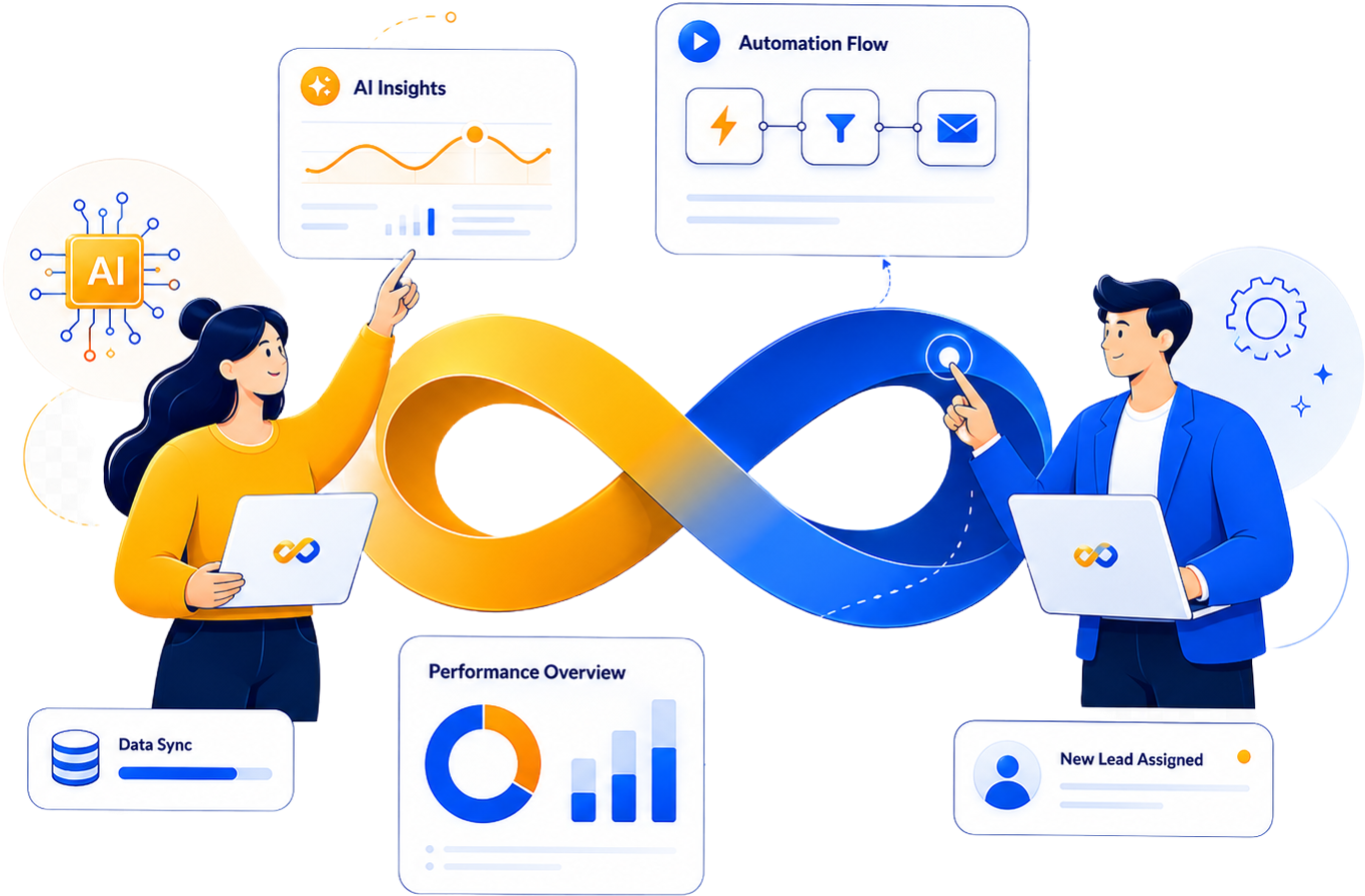 Illustration of business automation collaboration
